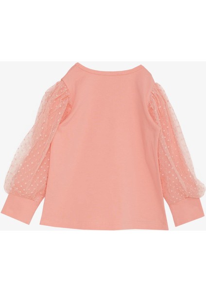Kız Çocuk Bluz Kolları Tül Detaylı 3-7 Yaş, Somon fiyatları
