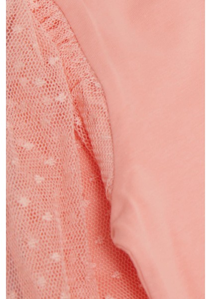 Kız Çocuk Bluz Kolları Tül Detaylı 3-7 Yaş, Somon fırsatları