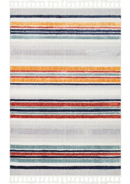 Verona Gri Çizgili Polyester Makine Halısı