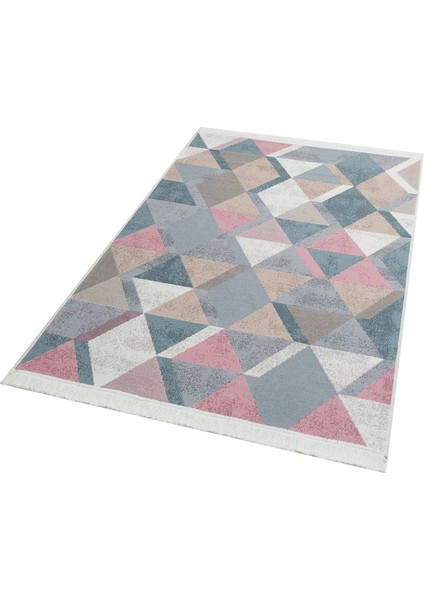 Leobendorf Mavi Geometrik Pamuk Makine Halısı fırsatları