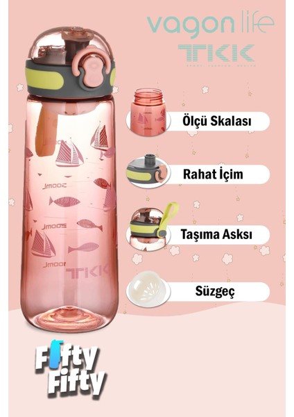 Tkk 550 ml Rahat Içim(Pipetsiz) Bpa Içermeyen Taşıma Askılı Tritan Su Matarası FFTKK1005-550ML modelleri