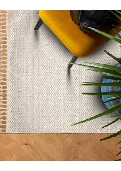 Mazara Del Vallo Bej Geometrik Polipropilen Makine Halısı