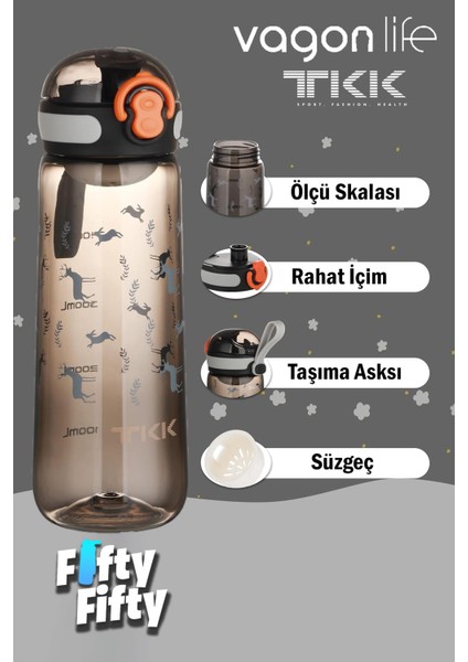 Tkk 550 ml Rahat Içim(Pipetsiz) Bpa Içermeyen Taşıma Askılı Tritan Su Matarası FFTKK1005-550ML modelleri
