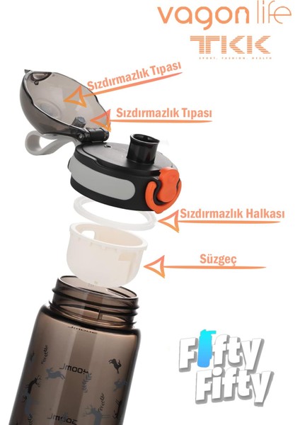 Tkk 550 ml Rahat Içim(Pipetsiz) Bpa Içermeyen Taşıma Askılı Tritan Su Matarası FFTKK1005-550ML fırsatları