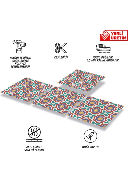 Kendinden Yapışkanlı Kontrast Yıldız Desenli Pvc Karo 30X30 cm (11 Adet) 1m2