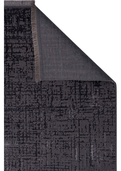 Gudja Antrasit Geometrik Polyester Makine Halısı