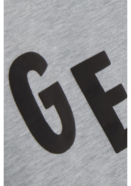 GİRLS & BOYS Erkek Çocuk Sweatshirt Kapüşonlu Yazı Baskılı 8-14 Yaş, Gri Melanj