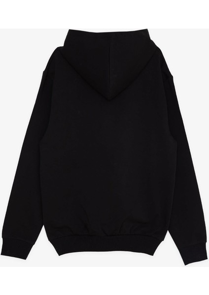 Girls & Boys Erkek Çocuk Sweatshirt Yazı Baskılı Armalı Kanguru Cepli 8-14 Yaş, Siyah fiyatları