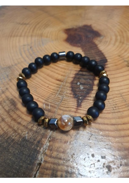 JTAW24DOB1353 Janti Bileklik Sitrin Hematit Onyx Doğaltaş 10 mm ve 8 mm modelleri