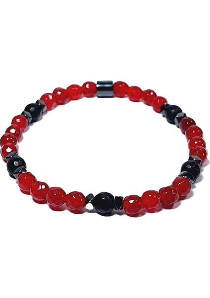 JTAW24DOB1355 Janti Bileklik Faset Kesim Onyx Ceyt Hematit Doğaltaş 8 mm