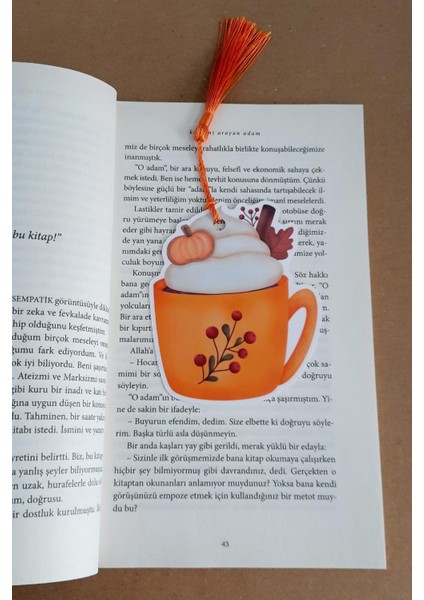 Sonbahar Kış Temalı Içecekler, Kedicik ve Kış Kızı Laminasyon Kaplamalı Kitap Ayracı (4 Lü Set)