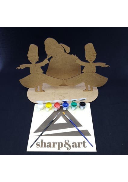 Sharp&art Boyanabilir Ahşap Figürler Boya ve Fırça Seti,1li ve 10LU Setler