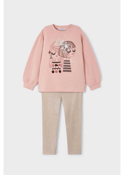Kışlık Kız S-Shirt Tayt Takım Pembe fiyatları