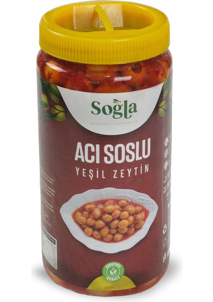 Doğal Acı Biber Soslu ve Dolgulu Yeşil Zeytin 500 gr