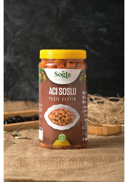 Doğal Acı Biber Soslu ve Dolgulu Yeşil Zeytin 500 gr