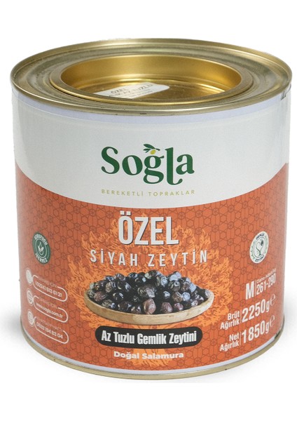 Doğal Özel Gemlik Az Tuzlu Siyah Zeytini 261-290 Kalibre 2000 gr