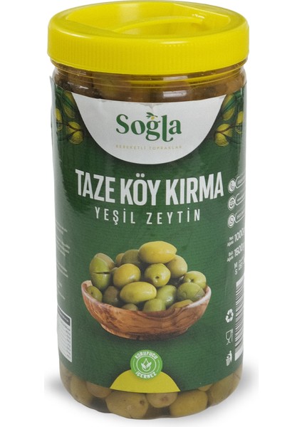 Doğal Taze Köy Kırma Yeşil Zeytin 560 gr