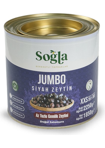 Doğal Jumbo 351-380 Kalibre Siyah Zeytin 2000 gr