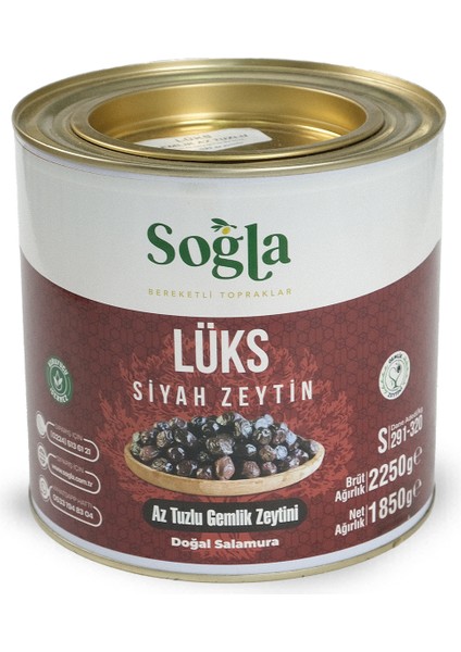 Doğal Lüks Gemlik 291-320 Kalibre Siyah Zeytin 2000 gr
