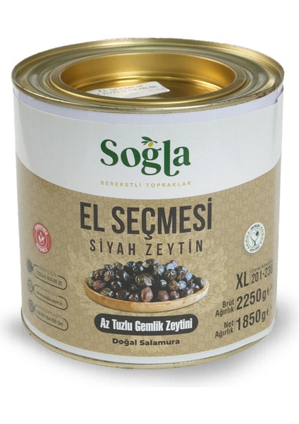 Doğal El Seçmesi Teneke Siyah Zeytin 1850-2250 gr