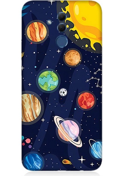 Huawei Mate 20 Lite Uyumlu Silikon Kılıf Gezegenler ve Yıldız Haritası