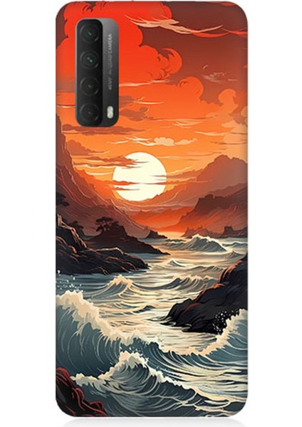 Huawei P Smart 2021 Uyumlu Silikon Kılıf Deniz Dağ ve Gün Batımı