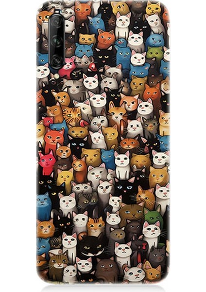 Huawei P Smart Pro Uyumlu Silikon Kılıf Renki Sevimli Kediler