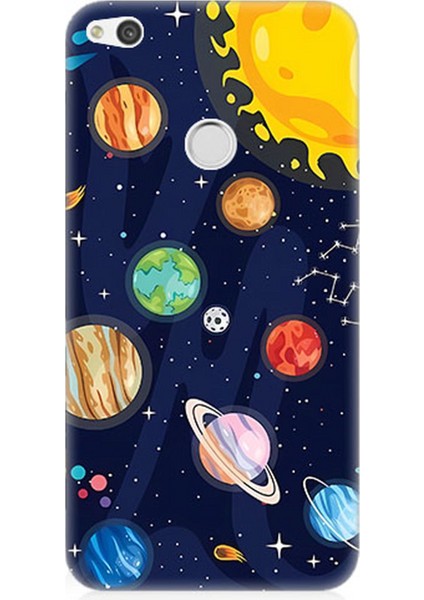 Huawei P9 Lite 2017 Uyumlu Silikon Kılıf Gezegenler ve Yıldız Haritası