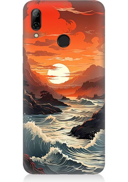 Huawei P Smart 2019 Uyumlu Silikon Kılıf Deniz Dağ ve Gün Batımı