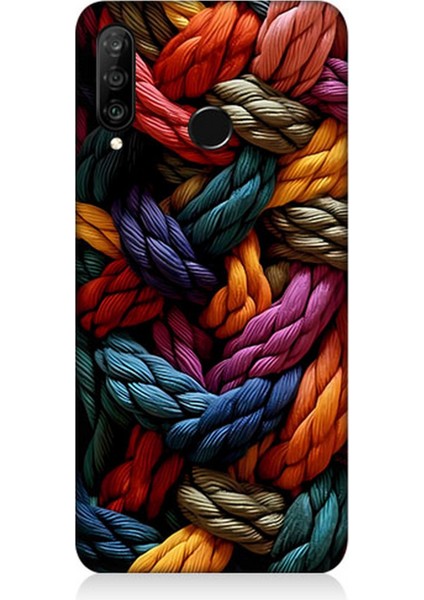 Huawei P30 Lite Uyumlu Silikon Kılıf Pastel Renkli Düğüm Ipler