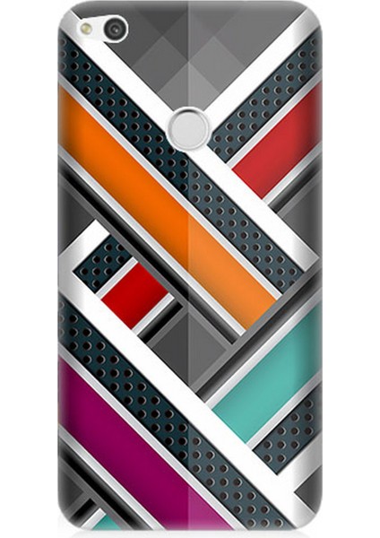 Huawei P9 Lite 2017 Uyumlu Silikon Kılıf Renkli Pastel Şeritler