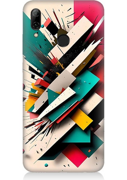 Huawei P Smart 2019 Uyumlu Silikon Kılıf Renkli Geometrik Desenler