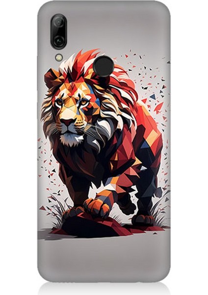Huawei P Smart 2019 Uyumlu Silikon Kılıf Sarı Kırmızı Aslan