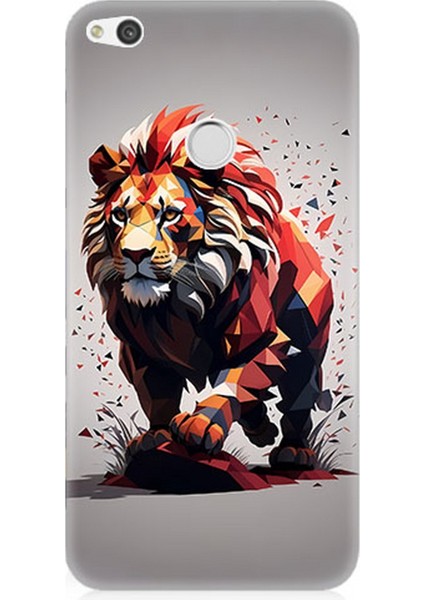 Huawei P9 Lite 2017 Uyumlu Silikon Kılıf Sarı Kırmızı Aslan