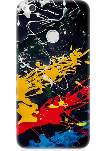 Huawei P9 Lite 2017 Uyumlu Silikon Kılıf Renkli Boya Darbeleri