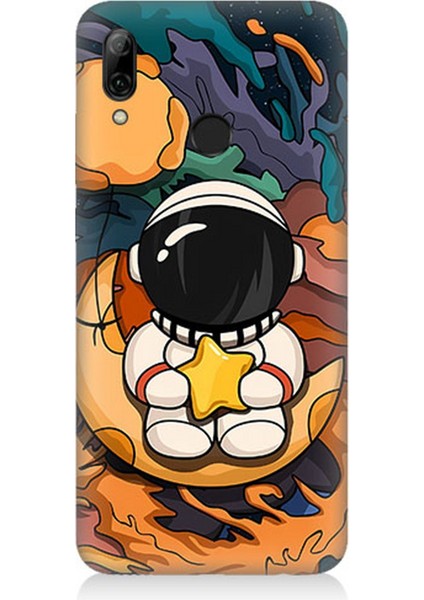 Huawei P Smart 2019 Uyumlu Silikon Kılıf Astranot Ay ve Yıldız