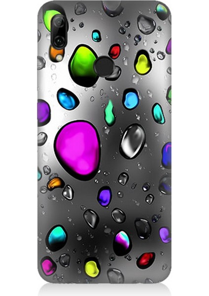 Huawei P Smart 2019 Uyumlu Silikon Kılıf Renkli Yağmur Damlaları