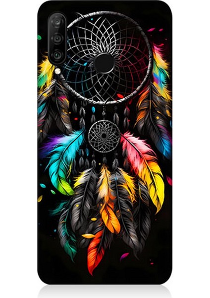 Huawei P30 Lite Uyumlu Silikon Kılıf Renki Dream Catcher Düş Kapanı