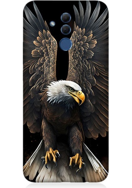 Huawei Mate 20 Lite Uyumlu Silikon Kılıf Beyaz Başlı Kara Kartal