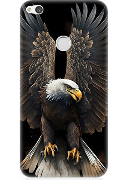 Huawei P9 Lite 2017 Uyumlu Silikon Kılıf Beyaz Başlı Kara Kartal