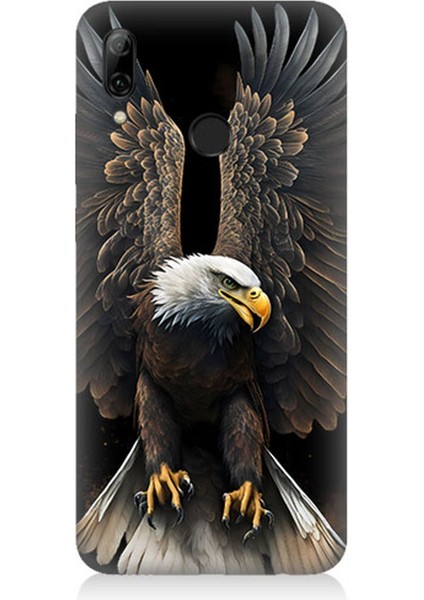 Huawei P Smart 2019 Uyumlu Silikon Kılıf Beyaz Başlı Kara Kartal