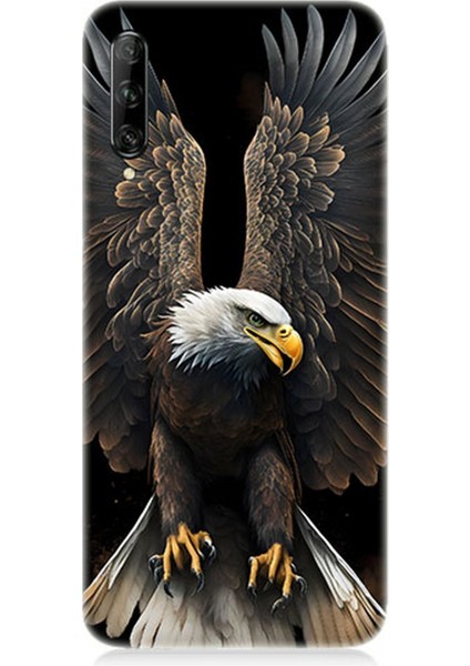Huawei P Smart Pro Uyumlu Silikon Kılıf Beyaz Başlı Kara Kartal
