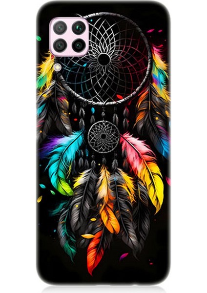 Huawei P40 Lite Uyumlu Silikon Kılıf Renki Dream Catcher Düş Kapanı