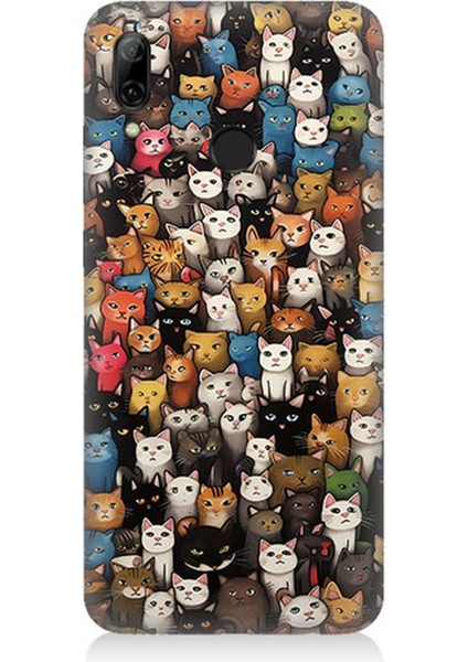 Huawei P Smart 2019 Uyumlu Silikon Kılıf Renki Sevimli Kediler