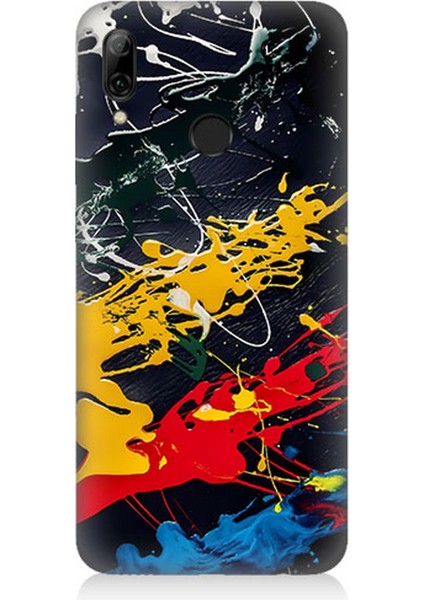 Huawei P Smart 2019 Uyumlu Silikon Kılıf Renkli Boya Darbeleri