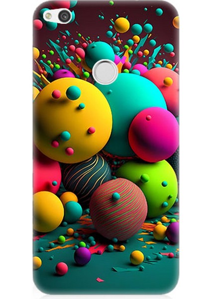 Huawei P9 Lite 2017 Uyumlu Silikon Kılıf Renkli Küre Daireler