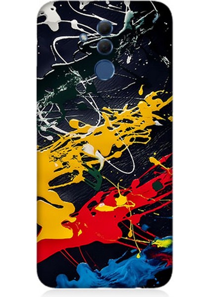 Huawei Mate 20 Lite Uyumlu Silikon Kılıf Renkli Boya Darbeleri