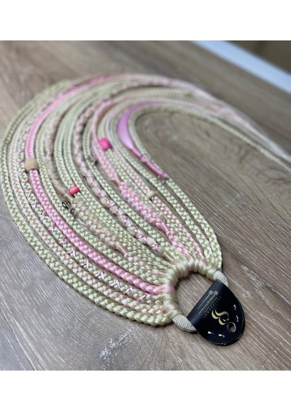 Rastalı Afirika Örgülü Toka - Platin & Pembe