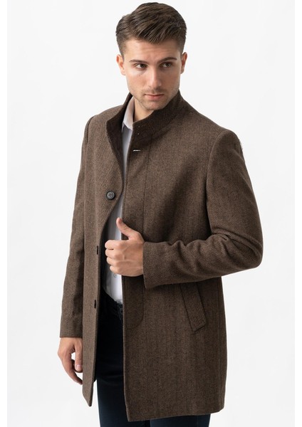 Treviso 4021 Slim Fit Pamuklu Hakim Yaka Palto K.kahve