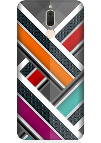 Huawei Mate 10 Lite Uyumlu Silikon Kılıf Renkli Pastel Şeritler